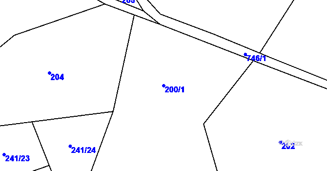 Parcela st. 200/1 v KÚ Velký Osek, Katastrální mapa