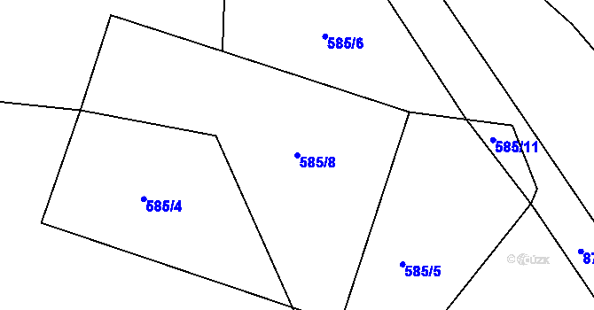 Parcela st. 585/8 v KÚ Velký Osek, Katastrální mapa