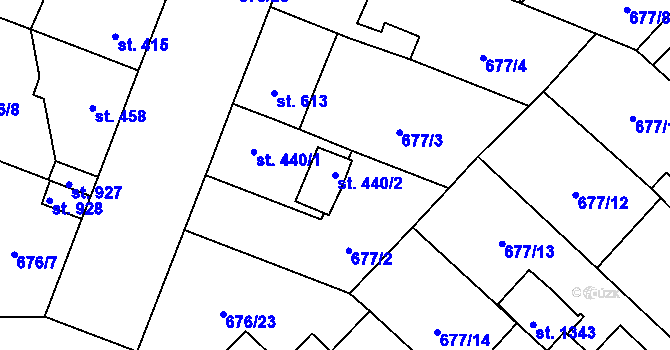Parcela st. 440/2 v KÚ Velký Osek, Katastrální mapa