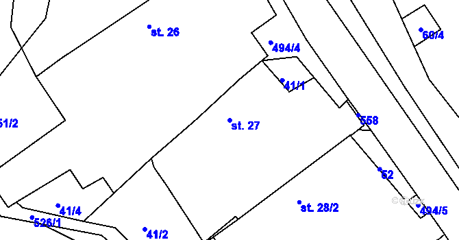 Parcela st. 27 v KÚ Velký Pěčín, Katastrální mapa