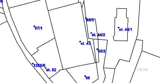 Parcela st. 43 v KÚ Velký Ratmírov, Katastrální mapa