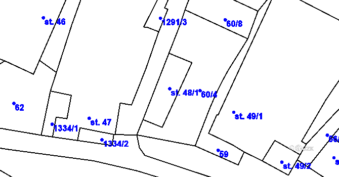 Parcela st. 48/1 v KÚ Velký Ratmírov, Katastrální mapa