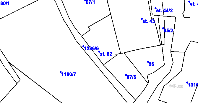 Parcela st. 82 v KÚ Velký Ratmírov, Katastrální mapa