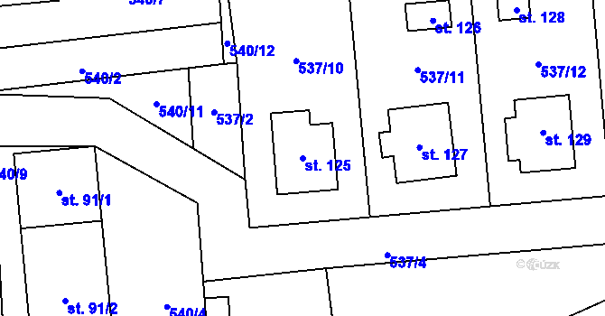 Parcela st. 125 v KÚ Velký Ratmírov, Katastrální mapa