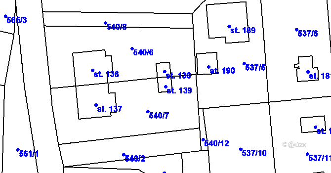Parcela st. 139 v KÚ Velký Ratmírov, Katastrální mapa