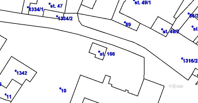 Parcela st. 166 v KÚ Velký Ratmírov, Katastrální mapa