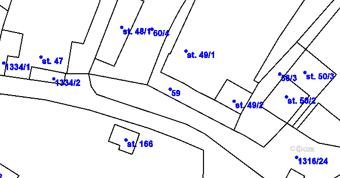 Parcela st. 59 v KÚ Velký Ratmírov, Katastrální mapa