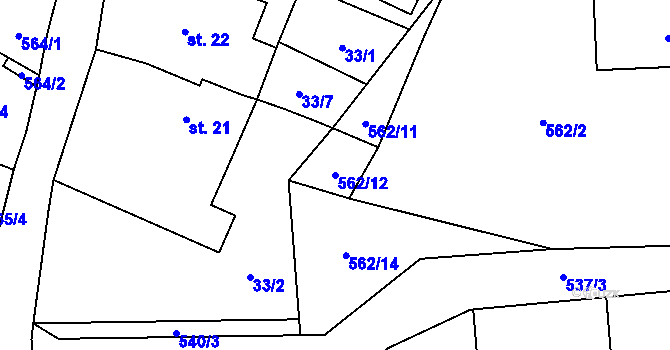 Parcela st. 562/12 v KÚ Velký Ratmírov, Katastrální mapa