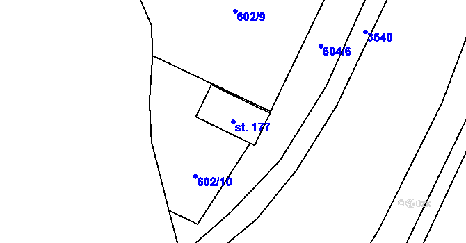 Parcela st. 177 v KÚ Velký Ratmírov, Katastrální mapa