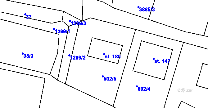 Parcela st. 180 v KÚ Velký Ratmírov, Katastrální mapa