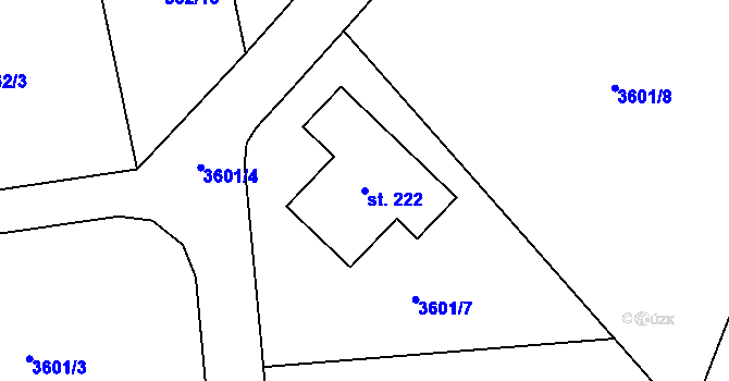 Parcela st. 222 v KÚ Velký Ratmírov, Katastrální mapa