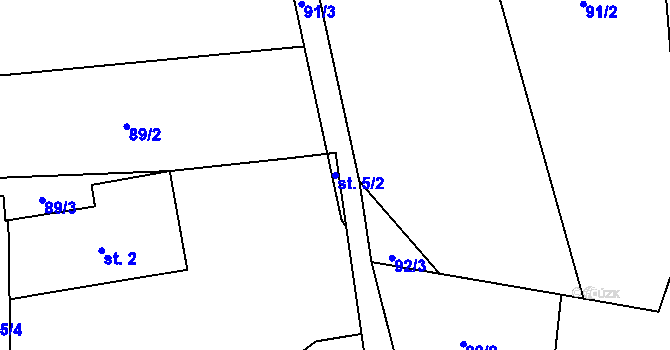 Parcela st. 5/2 v KÚ Velký Rybník u Humpolce, Katastrální mapa