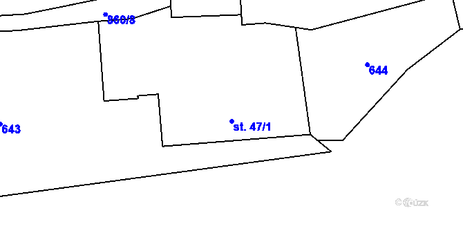 Parcela st. 47/1 v KÚ Velký Rybník u Humpolce, Katastrální mapa