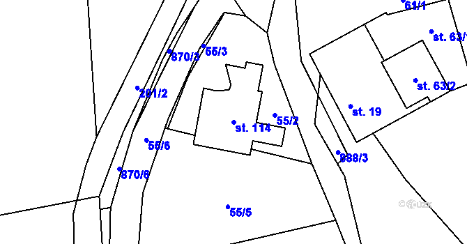 Parcela st. 114 v KÚ Velký Rybník u Humpolce, Katastrální mapa