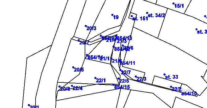 Parcela st. 21 v KÚ Velký Rybník u Humpolce, Katastrální mapa