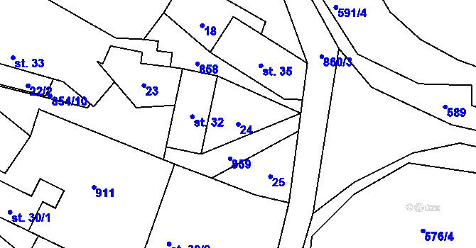 Parcela st. 24 v KÚ Velký Rybník u Humpolce, Katastrální mapa