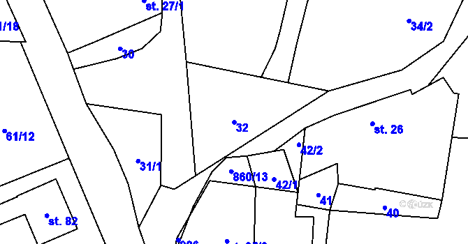 Parcela st. 32 v KÚ Velký Rybník u Humpolce, Katastrální mapa
