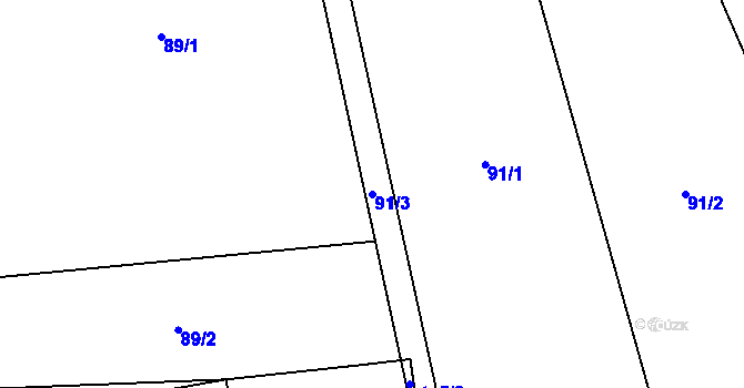 Parcela st. 91/3 v KÚ Velký Rybník u Humpolce, Katastrální mapa