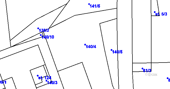 Parcela st. 140/4 v KÚ Velký Rybník u Humpolce, Katastrální mapa