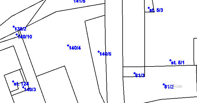 Parcela st. 140/5 v KÚ Velký Rybník u Humpolce, Katastrální mapa