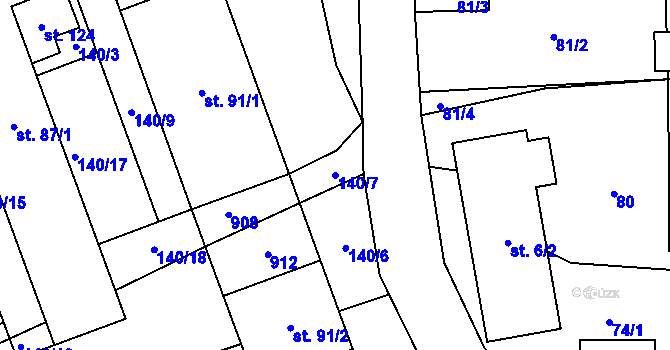 Parcela st. 140/7 v KÚ Velký Rybník u Humpolce, Katastrální mapa