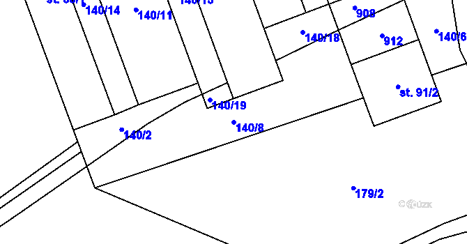 Parcela st. 140/8 v KÚ Velký Rybník u Humpolce, Katastrální mapa