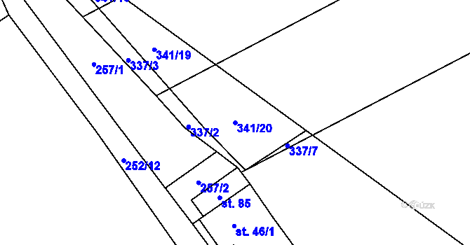 Parcela st. 341/20 v KÚ Velký Rybník u Humpolce, Katastrální mapa