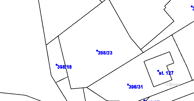 Parcela st. 398/23 v KÚ Velký Rybník u Humpolce, Katastrální mapa