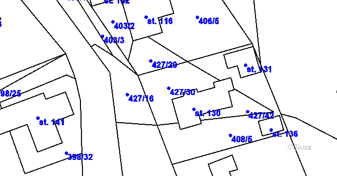 Parcela st. 427/30 v KÚ Velký Rybník u Humpolce, Katastrální mapa