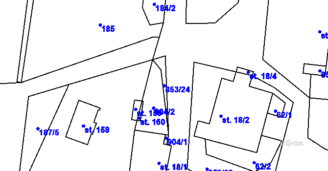 Parcela st. 853/24 v KÚ Velký Rybník u Humpolce, Katastrální mapa