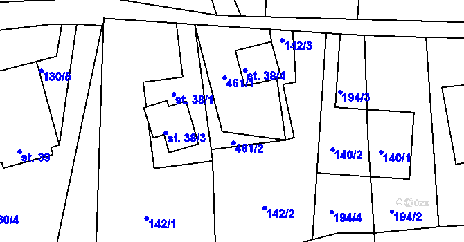 Parcela st. 38/2 v KÚ Knížecí, Katastrální mapa
