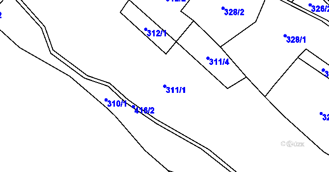 Parcela st. 311/1 v KÚ Knížecí, Katastrální mapa