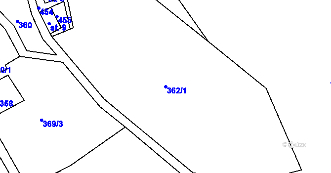 Parcela st. 362/1 v KÚ Knížecí, Katastrální mapa