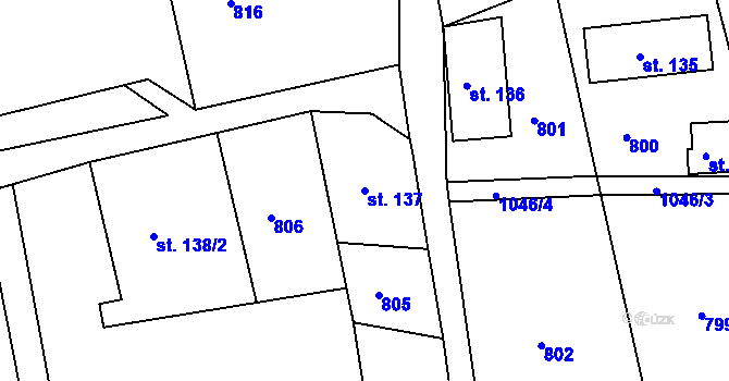 Parcela st. 137 v KÚ Staré Hraběcí, Katastrální mapa
