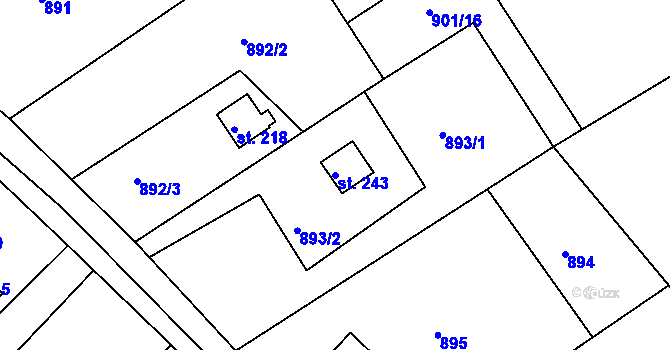 Parcela st. 243 v KÚ Staré Hraběcí, Katastrální mapa