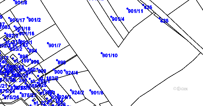 Parcela st. 901/10 v KÚ Staré Hraběcí, Katastrální mapa