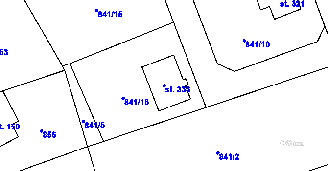 Parcela st. 333 v KÚ Staré Hraběcí, Katastrální mapa