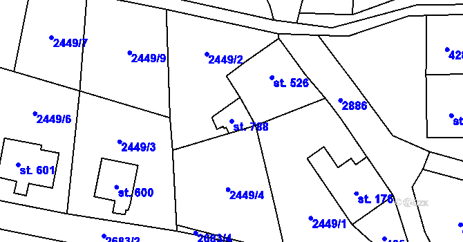 Parcela st. 788 v KÚ Velký Šenov, Katastrální mapa