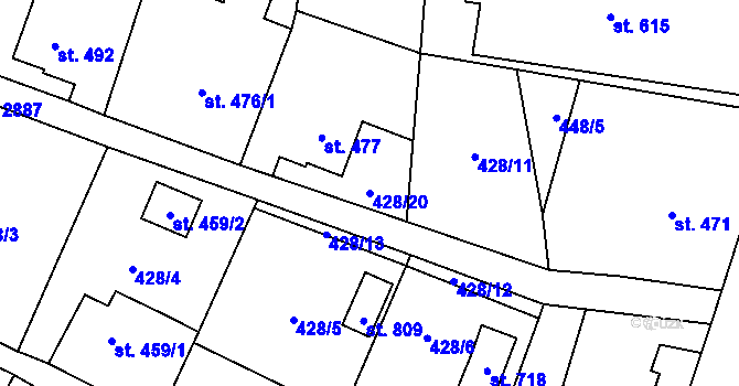 Parcela st. 428/20 v KÚ Velký Šenov, Katastrální mapa