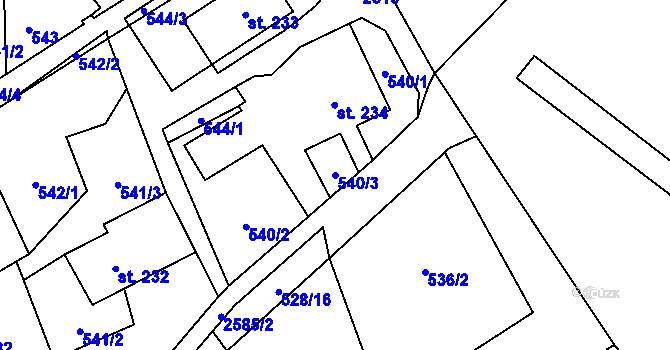 Parcela st. 540/3 v KÚ Velký Šenov, Katastrální mapa