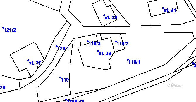 Parcela st. 38 v KÚ Velký Šenov, Katastrální mapa