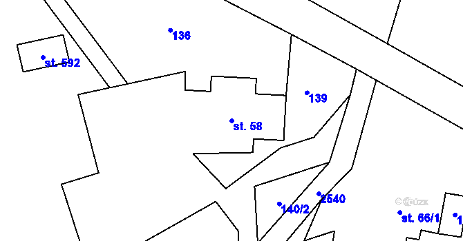 Parcela st. 58 v KÚ Velký Šenov, Katastrální mapa