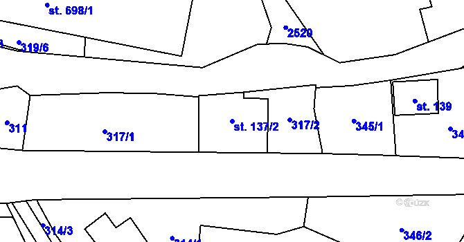 Parcela st. 137/2 v KÚ Velký Šenov, Katastrální mapa