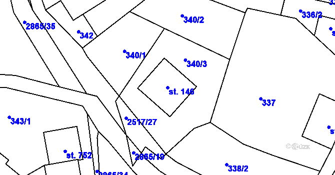Parcela st. 146 v KÚ Velký Šenov, Katastrální mapa