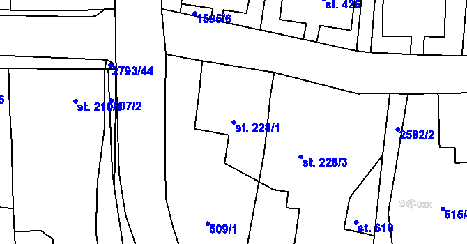 Parcela st. 228/1 v KÚ Velký Šenov, Katastrální mapa