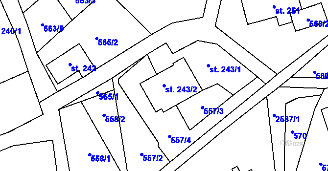 Parcela st. 243/2 v KÚ Velký Šenov, Katastrální mapa