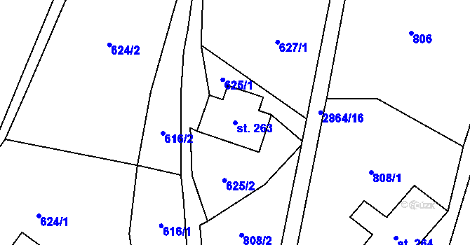 Parcela st. 263 v KÚ Velký Šenov, Katastrální mapa