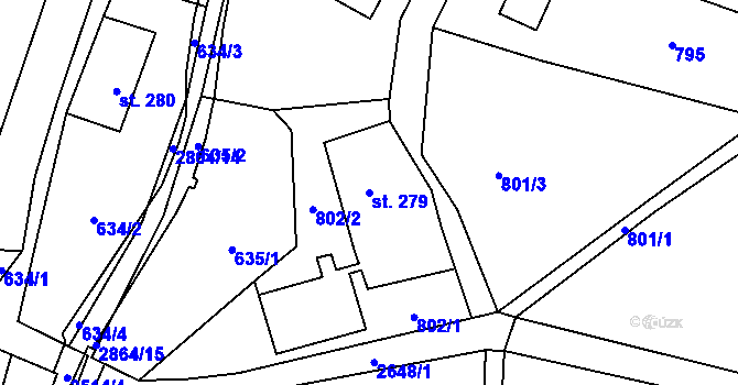 Parcela st. 279 v KÚ Velký Šenov, Katastrální mapa