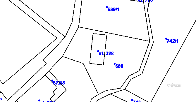 Parcela st. 328 v KÚ Velký Šenov, Katastrální mapa