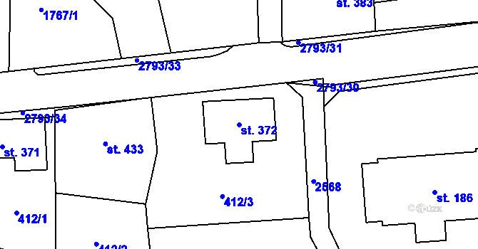 Parcela st. 372 v KÚ Velký Šenov, Katastrální mapa